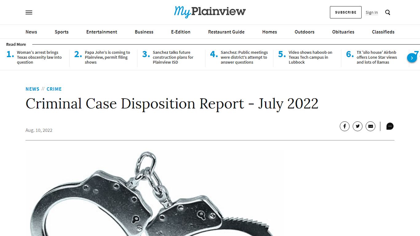 Criminal Case Disposition Report - July 2022